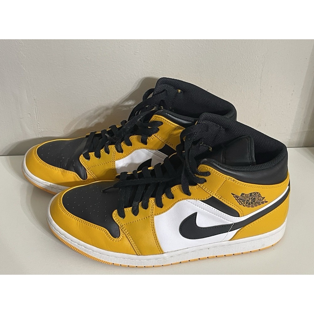 Nike Air Jordan 1 Mid Taxi Black Yellow 554724-701 Men's Size 11.5 No Box